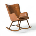 Schaukelstuhl 70 x 95 x 100 cm brauner Bezug in Lederoptik Holzgestell Retro