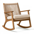 Schaukelstuhl 70 x 90 x 100 cm Holz Beige mit Kordelgeflecht und Sitzpolster