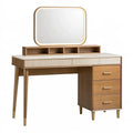 Schminktisch Set 120 x 50 x 150 cm Holzwerkstoff Braun Weiß mit Spiegel und Schubladen Retro Stil