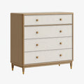 Kommode 90 x 45 x 110 cm aus Holzwerkstoff in Naturholz und Creme mit vier Schubladen