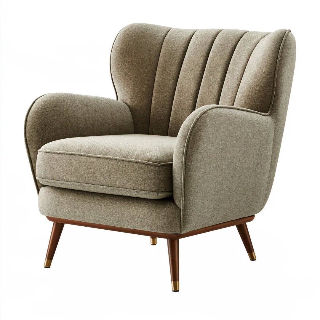 Polstersessel 78 x 82 x 95 cm Beige Stoff mit Holzbeinen im Retro-Stil