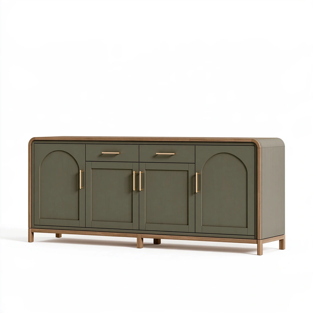 Sideboard 160 x 45 x 85 cm Holz Grün - Stauraumschrank mit 4 Türen und 2 Schubladen