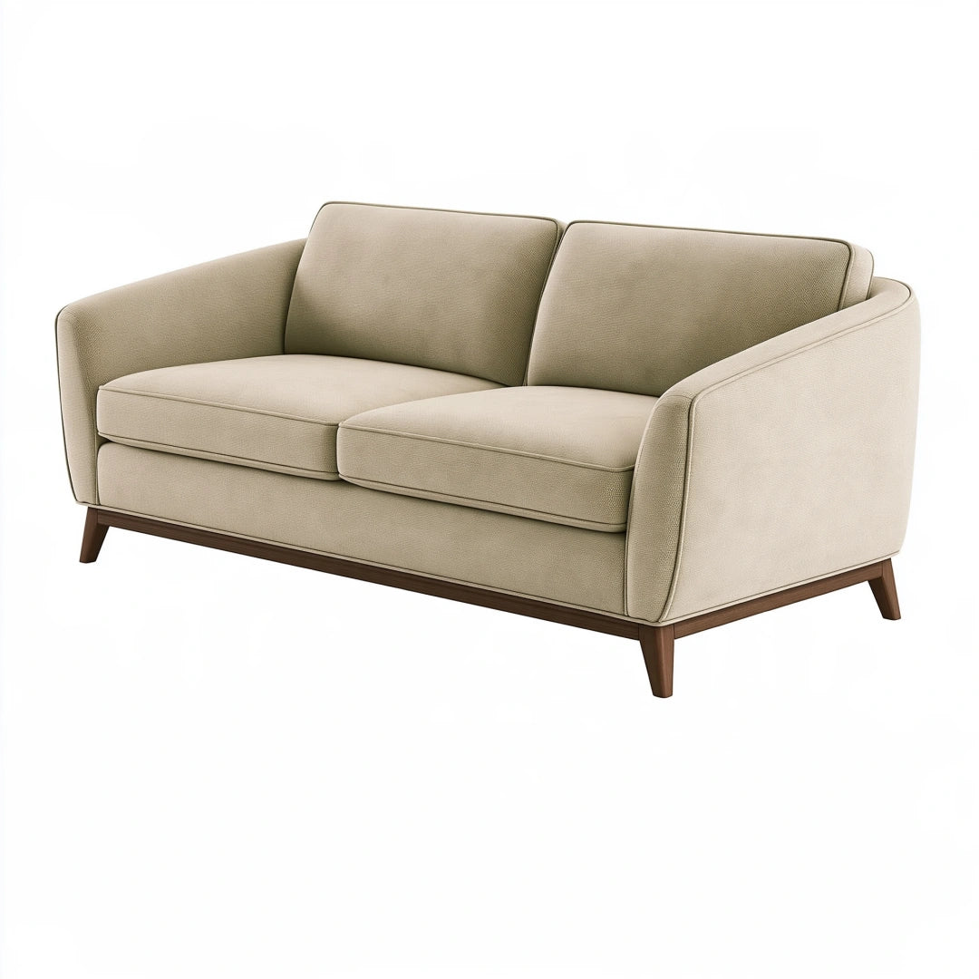 2-Sitzer Sofa 170 x 88 x 82 cm in Beige mit Textilbezug und Holzfüßen - modern