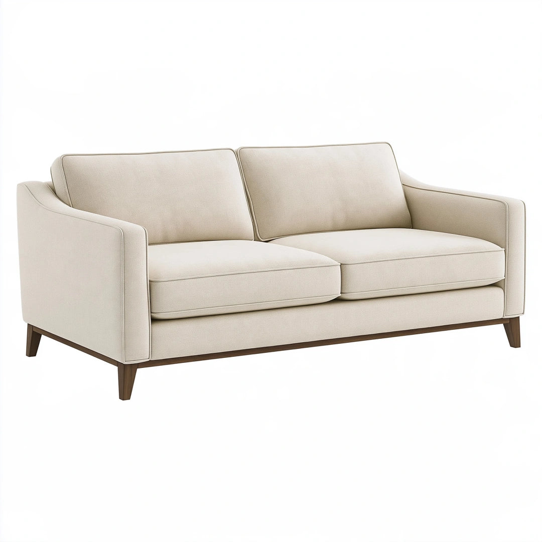 2-Sitzer Sofa 180 x 85 x 85 cm Stoff Beige mit Holzfüßen im modernen Stil