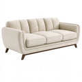 3-Sitzer Sofa 210 cm Creme Textilbezug mit Holzfüßen Modern