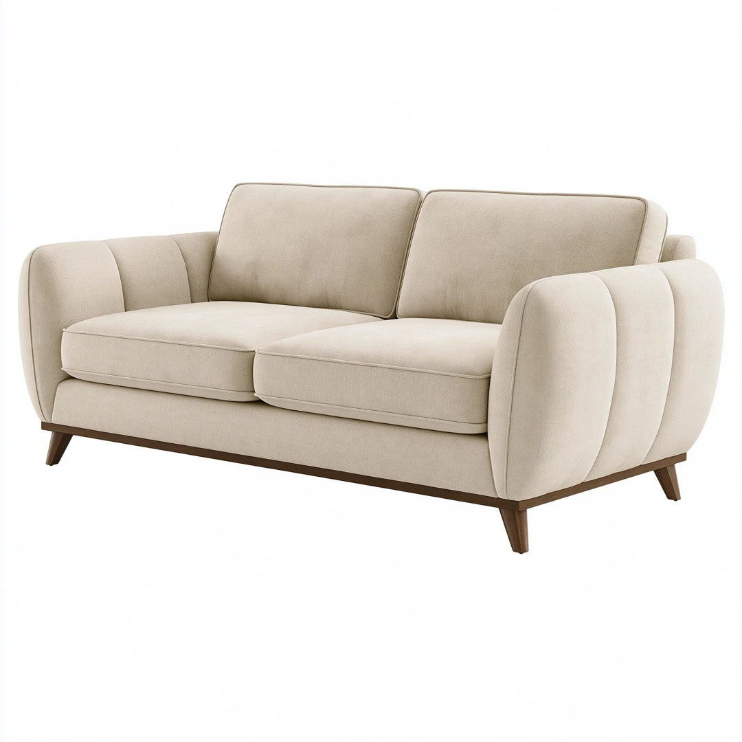 2-Sitzer Sofa 180 x 90 x 85 cm Creme Stoffbezug Modernes Wohnzimmer