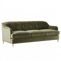3-Sitzer Sofa 210 x 90 x 85 cm Samtstoff Olivgrün - gepolstertes Wohnzimmer Sofa mit Knopfheftung
