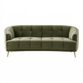3-Sitzer Sofa 220 cm olivgrüner Kunstlederbezug Retro-Stil