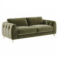 3-Sitzer Sofa 220 x 95 x 85 cm Samt Olivgrün Wohnzimmer Modern