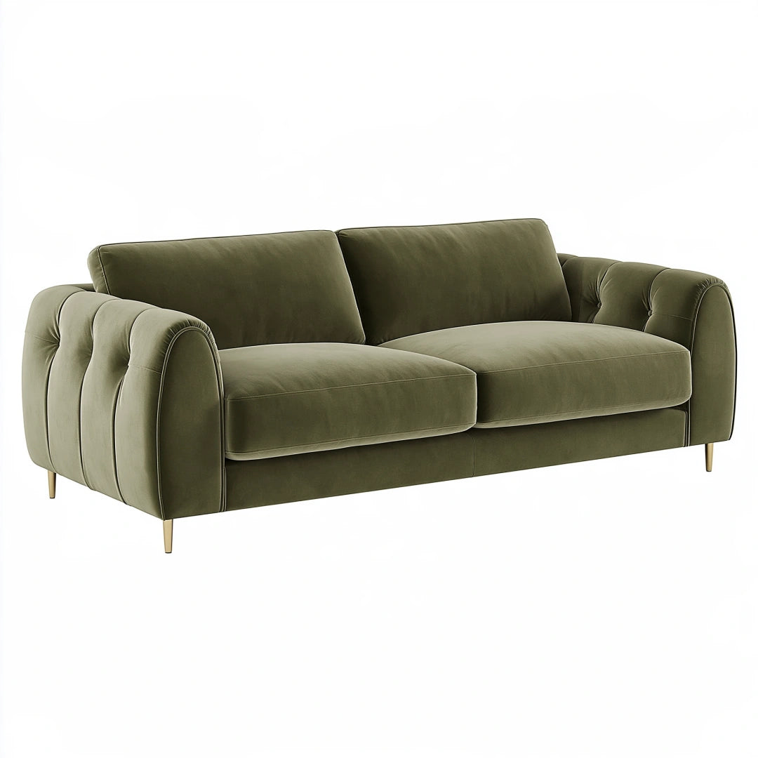 3-Sitzer Sofa 220 x 95 x 85 cm Samt Olivgrün Wohnzimmer Modern