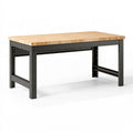 Werkbank 160 x 80 x 90 cm mit Massivholzplatte und Stahlgestell in Natur Schwarz